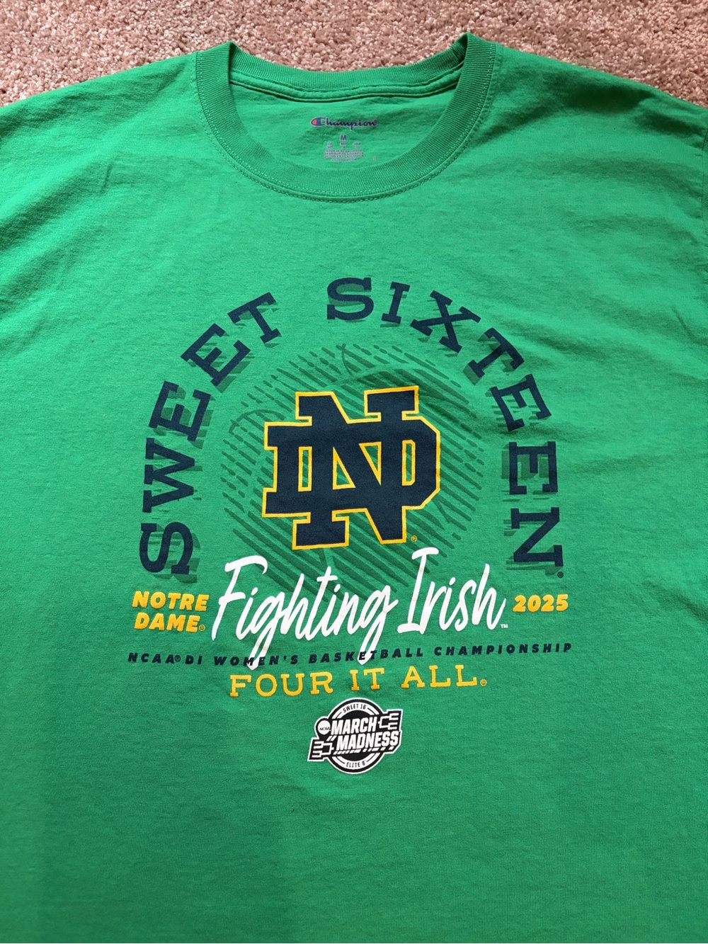 Champion Notre Dame Fighting Irish Green Sweet Sixteen T-Shirt 2025